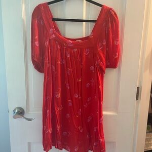 Floral Red Women's Dress.